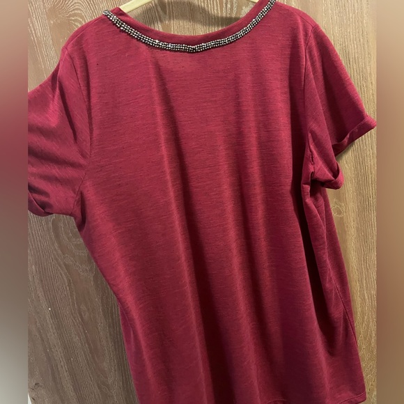 NWT, Torrid Beet Red Short-sleeved tee with embellished collar and front pocket - Picture 5 of 7
